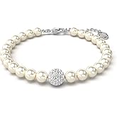 Swarovski Remix Strand Bracelet, Crystal Pearls and Pavé-Set Sphere in a Rhodium Finished Setting, Part of the Remix Collection