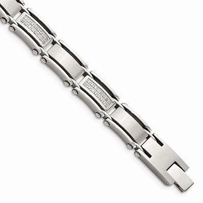 ICE CARATS Stainless Steel Double Row Diamonds 8.5 Bracelet Inch Man Link Men Fashion Jewelry Gift for Dad Mens for Him
