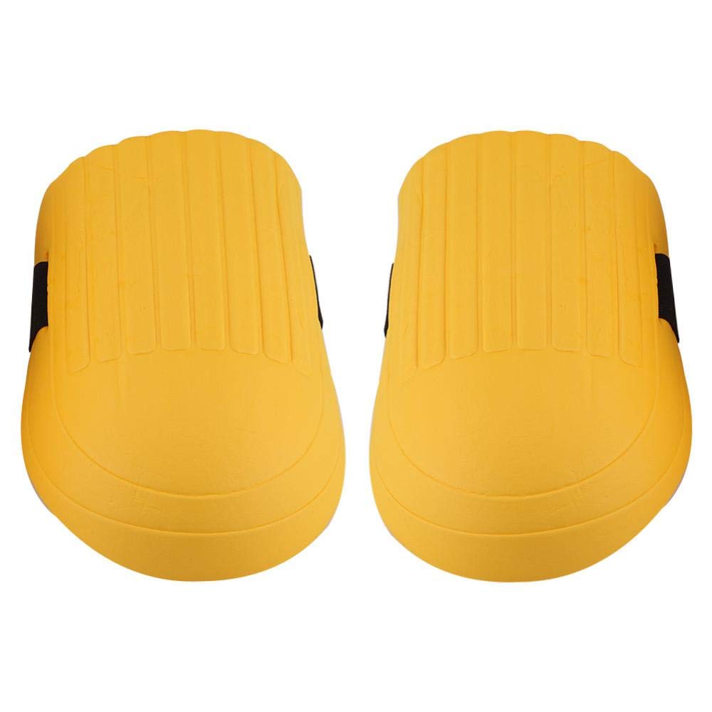Nikou Garden Knee Pads - 1 Pair Adjustable Knee Pads Kneelet Protective Gear Ribbed Shell for Construction Gardening Flooring(Yellow)