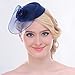 FAYBOX Vintage Mesh Wool Felt Pillbox Flower Women Fascinator Hat Hair Clip NV Navy