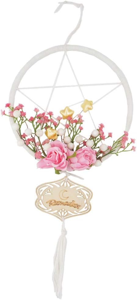 Tsorryen Eid Mubarak Decoration Artificial Flower Wreath Ramadan Garland Muslim Islam Hanging Pendant Wall Door Ornament