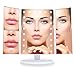 Jessie Cake - Tri Fold Makeup Vanity Mirror with 21 adjustable LED Lights, 3x/2x Magnification, Touch Screen and 180° Adjustable Rotation, Dual Power Supply, Countertop Cosmetic Mirror (Pearl White)