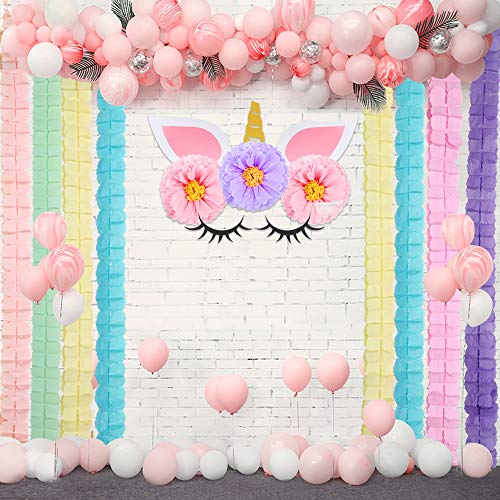 image for RUBFAC 6pcs Unicorn Four-Leaf Clover Paper Garland Streamers Tissue Ha