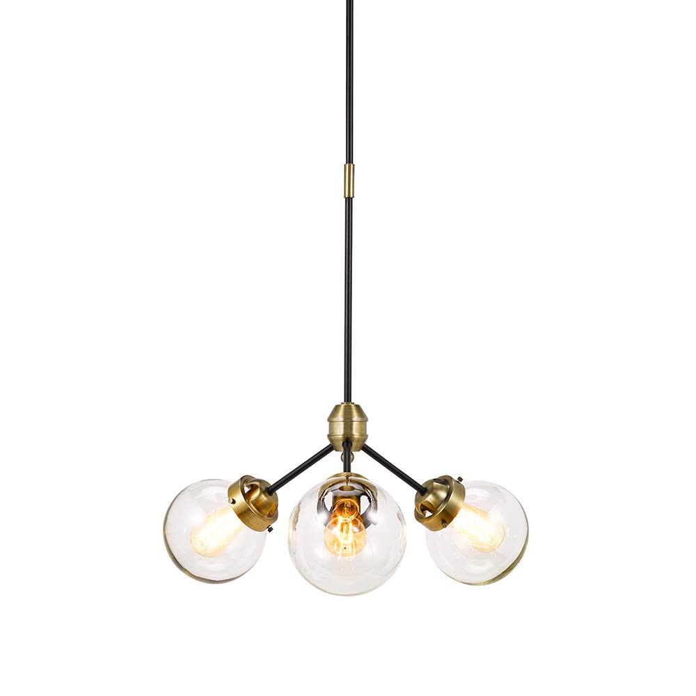 Rivet Mid-Century Modern Two-Tone Black and Brass 3-Light ...