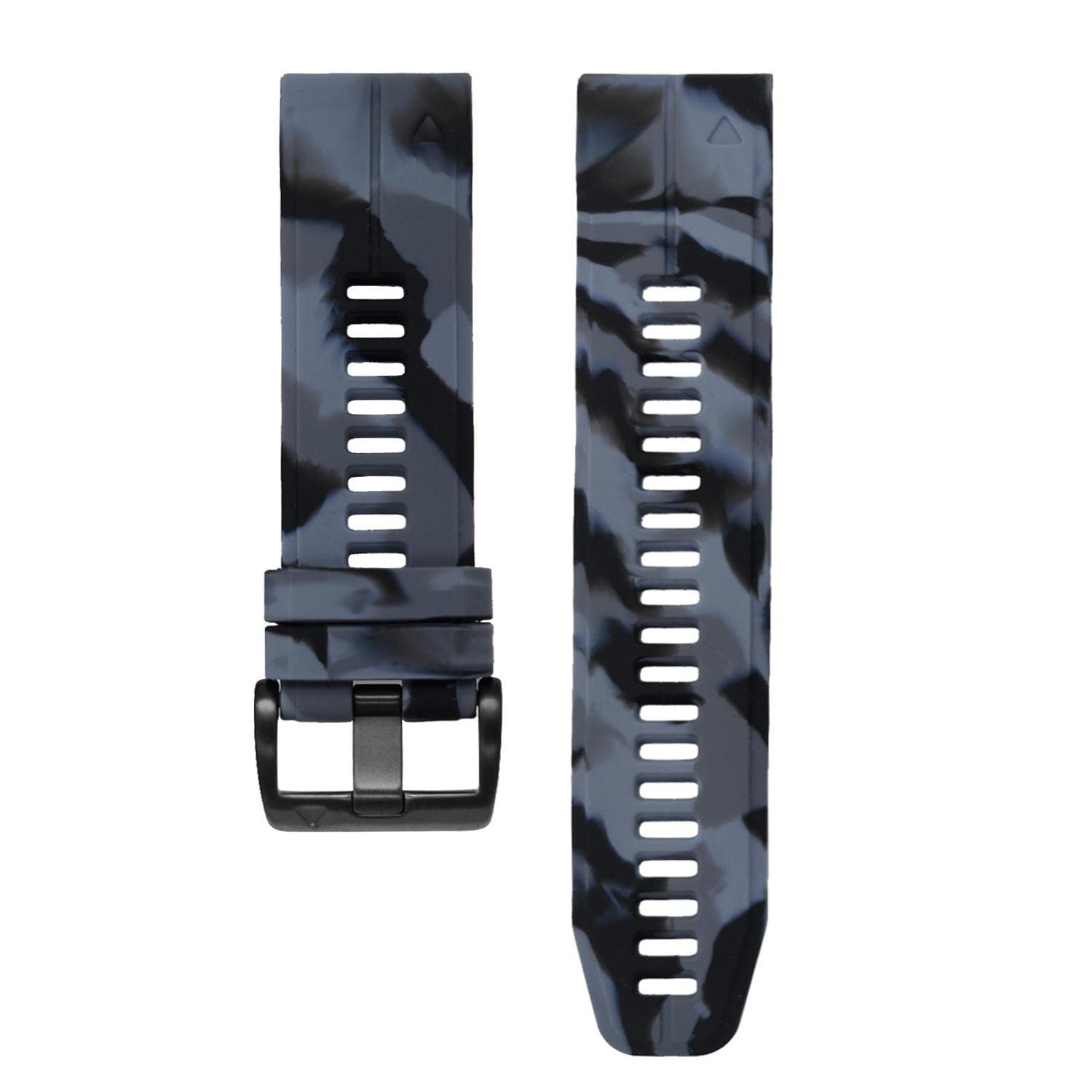 ahayo Camo Silicone Quick Fit 22mm Watch Strap for Garmin Forerunner 955 / Instinct 2 Solar/EPIX 2, Camouflage Pattern Soft Sport Waterproof Wrist Band for Garmin Fenix 7 / Fenix 6 (Black-Gray)