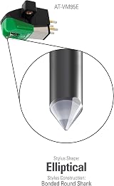Audio-Technica AT-VM95E VM95 Elliptical Cartridge Green 4.0mV Output view 3