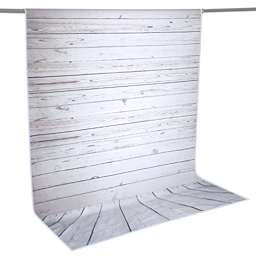 Neewer 5x7ft/152x213cm Light Grey 100% Polyester Wooden Backdrop Background for Photography Studio Video Shooting (Backdrop Only!)
