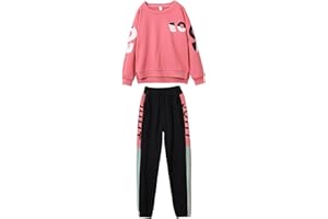 amropi Girl's Tracksuit Set Striped Sweatshirt Top + Jogging Pants 2 Piece Sweatsuit for 3-14 Years