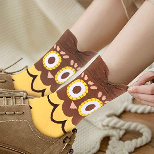 WOSTOO-Damen-Socken-6-Paar-Socken-Damen-suesse-Interessante-Tier-Charakter-Papagei-Funny-Crew-Socken