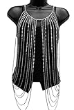 Silvertone with Clear Iced Out Vest Style with Stones Body Chain