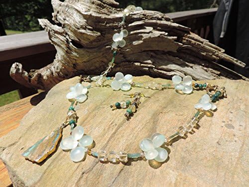 Handmade Jewelry Set - Azurite Pendant & Chalcedony Necklace, Bracelet & Earrings