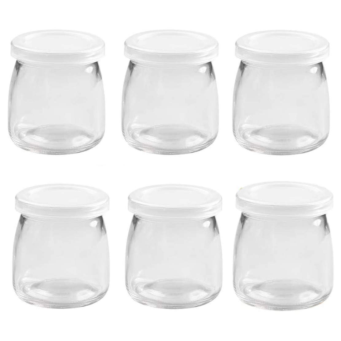 JZK Set 6 PCS 200ml pudding yogurt pots with lids, small glass jars with lids, mini cup small glass bottles with lids