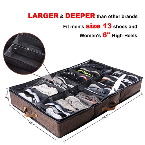 ACMETOP ExtraLarge Under Bed Shoe Storage Organizer, Sturdy Builtin
