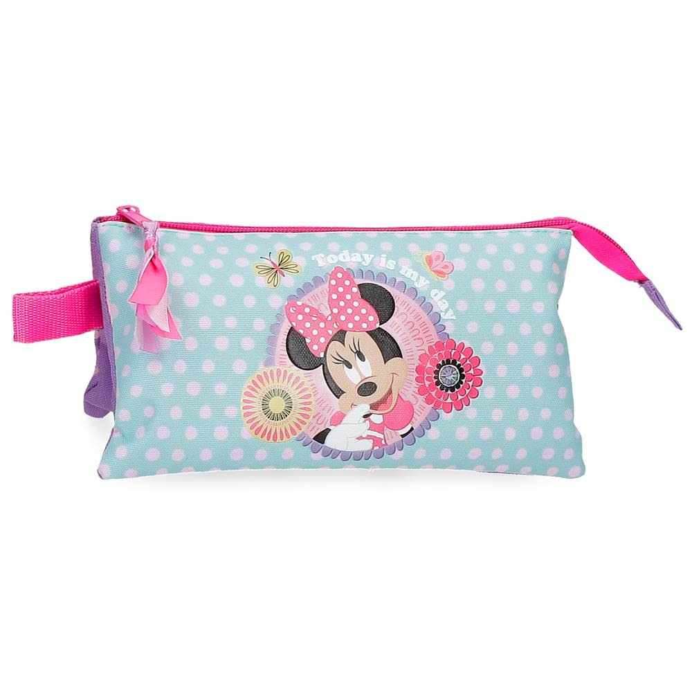 Disney Minnie Today is My Day Pencil Case Triple Purple 22 x 12 x 5 cm Polyester, Berry, One Size, Triple Case