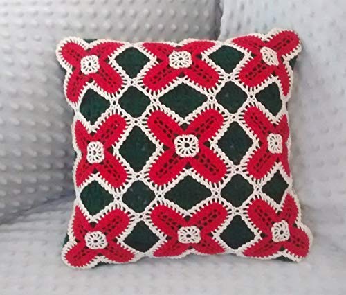 Amazon Com Crochet Lacy Floral Throw Pillow Cover Red Pillowcase