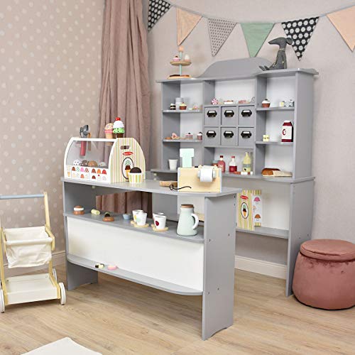 roba Kaufladen aus Holz - Großer Kaufmannsladen für Kinder - Marktstand (grau/weiß) – Bild 6
