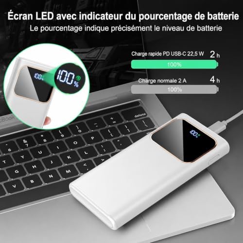 Batterie Externe 10000mAh, 22.5W Power Bank Charge Rapide Ultra Mince — photo 2 sur 7