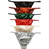 Yavorrs 6pcs Men's Silk Panties G-Strings Thongs Size S M L XL 2XL