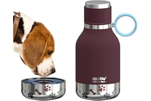 Asobu Dog Bowl Attached to Stainless Steel Insulated Travel Bottle for Human 33 Ounce (Burgundy)