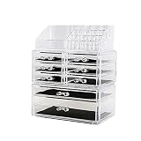 DreamGenius Makeup Organizer 3 Pieces Acrylic Cosmetic Storage Drawers and Jewelry Display Box