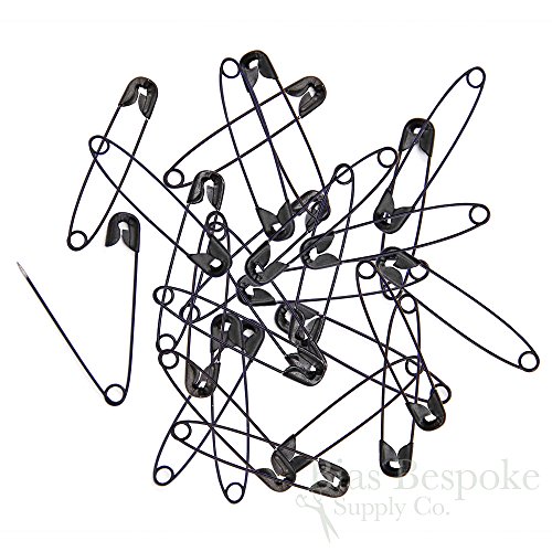 Box of 500 Big Safety Pins for Crafts and Fashion, Black Color