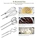 Hand Mixer Electric White 300W,SURPEER Hand Beater, Storage Base, 5 Speed Whisk Mixers Kitchen Hand Held,6 Attachments of 304 Stainless Steel-2 Wired Beaters,2 Whisks and 2 Dough Hooks.