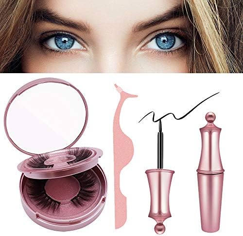 Magnetic Eyelashes with Eyeliner, Magnetic Eyeliner and Lashes Kit, Waterproof Magnetic Eyeliners with Advanced 3D Natural Magnetic False Lashes (2 Pairs), Magnetic Lashliner and Applicator