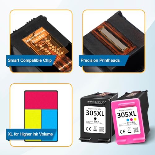 305XL Cartridges for HP 305 Replacement Cartridges for HP 305 Original Cartridges for DeskJet 2700 2720 2720e 2723e Deskjet Plus 4100 4130e 4200 4220e Envy 6000 6010e 6020e 6032 Envy Pro 6000 420and 666430E 6432E