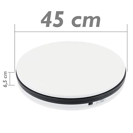 PrimeMatik - Elektrish rotierende drehteller 45 cm Weiss