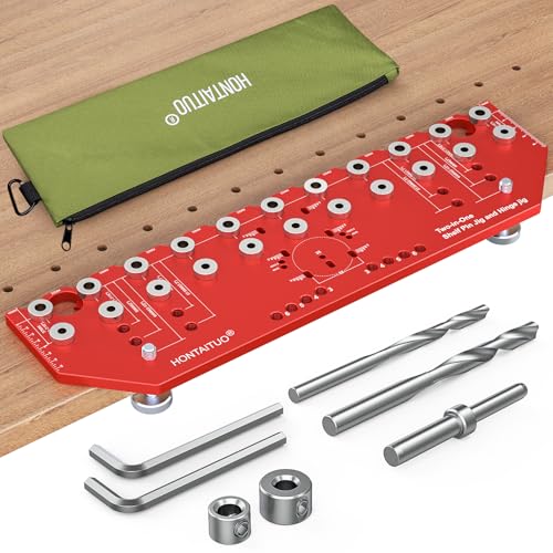 Photo 1 of 11-Hole Shelf Pin Jig and Hinge Jig 2-in-1,1/4 Inch and 5mm Shelf Pin Drilling Jig,Self-contained Clamping Function Shelf Jig and Cabinet Hardware Jig Tool Drill Guide