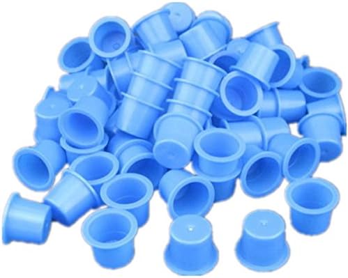1000pcs Small Size 9mm Plastic Tattoo Ink Cap Cups For Needle Tip Supply (Blue)