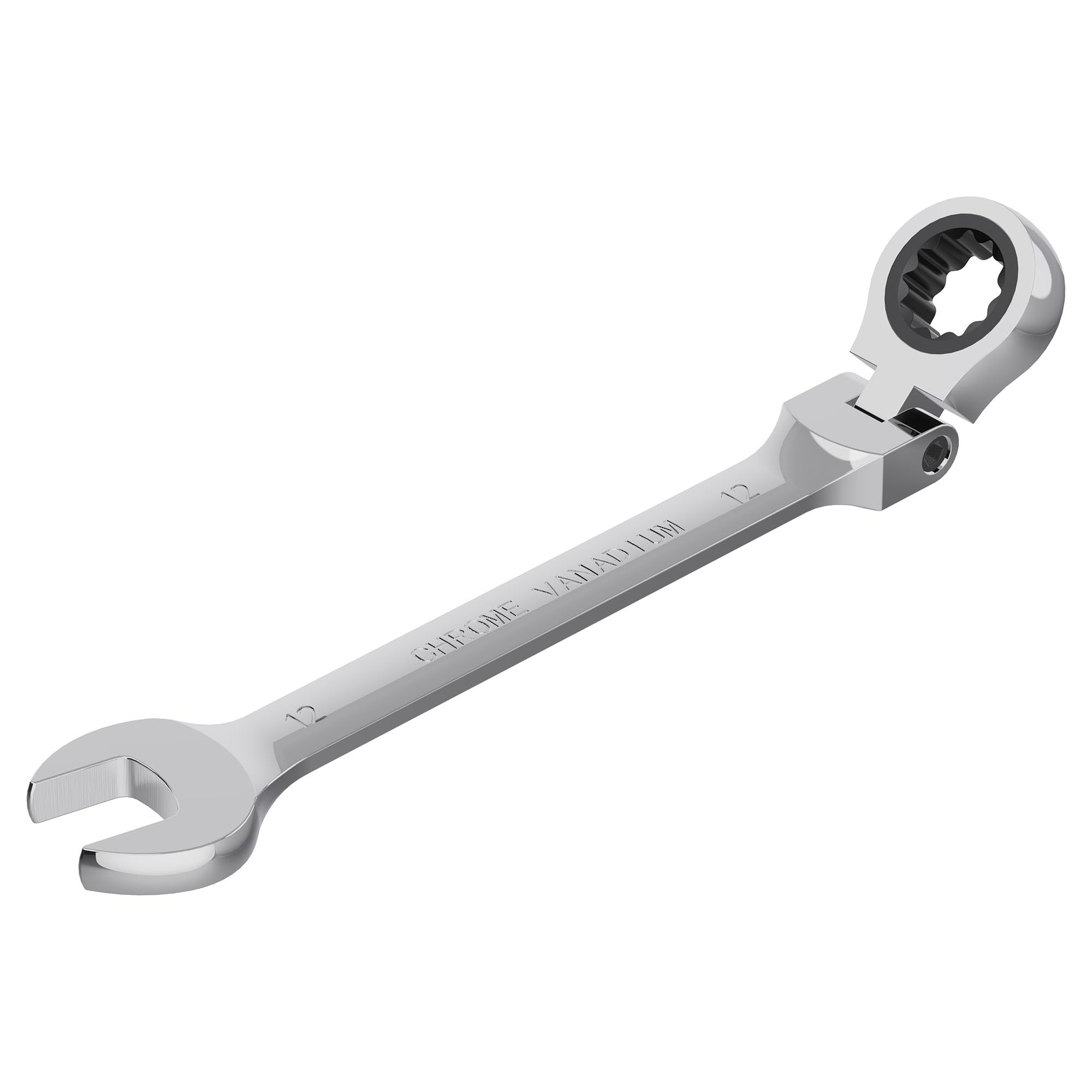 FOCMKEAS 12mm Flex-Head Ratcheting Combination Wrench Metric 72 Teeth 12 Point Ratchet Box Ended and Open End Spanner Tools, Flexible Head Gear Wrench, Heat-Treated CR-V
