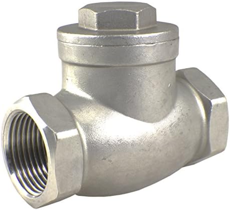 Duda Energy SCV-WOG200-F050 Swing Check Valve, 304 Stainless Steel, 1/2" NPT In-line Low Cracking Pressure.5"