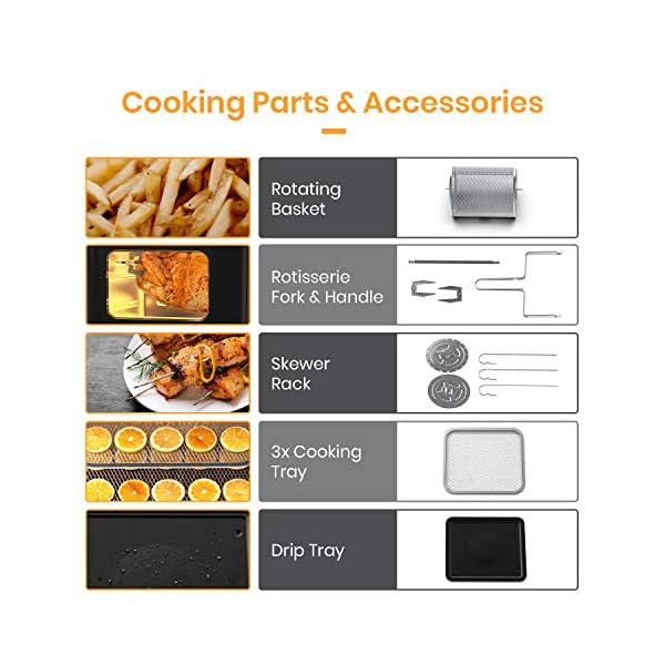 Pro Breeze 5-in-1 12L Air Fryer Oven 1800W with Rotisserie, Dehydrator, Digital Display, Timer, 12 Pre-Set Modes and…