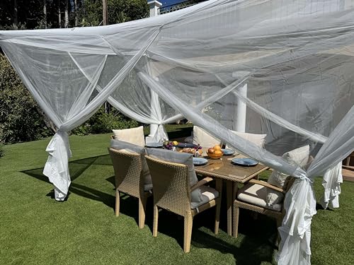 4x3M Patio Mosquito Net | Extra Large Sizes & Fabric Designed for Outdoor | White Insect Protection Mesh for Gazebo, Porch & Garden Patio