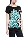 Allegra K Women Batwing Sleeves Flower Loose Tunic Top M Turquoise