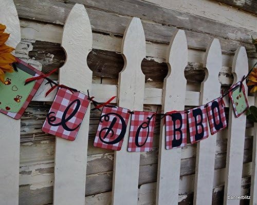 Mason Jar I Do Bar-B-Que Banner With Lightning Love Bugs and Hearts