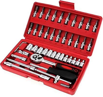 Oleander Professional Tools Drive Socket Set, 46 Pcs Spanner Socket Set 1/4 Car Repair Tool Ratchet Wrench Set Hand Tool