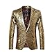 Men's Blazer Two Buttons Slim Fit Casual Premium Jacket Fashion Outwear Coat golden Large