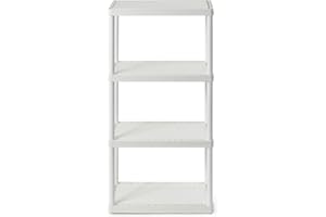 Gracious Living 4 Shelf Fixed Height Solid Light Duty Storage Unit 12 x 24 x 48" Organizer System for Home, Garage, Basement, & Laundry, White