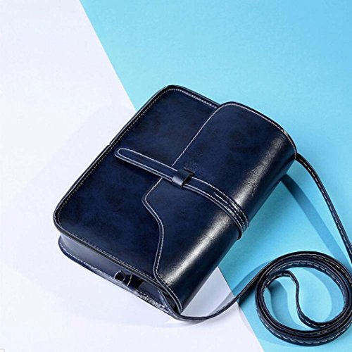 Women Vintage Purse Bag Leather Cross Body Shoulder Messenger Bag Elegant Girl Crossbody Bag Handbag (Dark Blue)