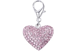 BBDDKEG Dog and cat shiny heart shape full rhinestone charm pendant