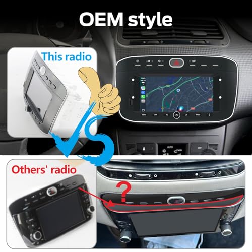 Fiat Punto (2010-2016) Linea(2012-2015) Linux Car Radio with CarPlay Wireless and Android Auto, 2 Seconds Start, Physical Control by Knob, OEM Level Audio, Plug & Play Installation