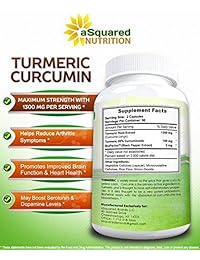 Pure Turmeric Curcumin 1300 mg con extracto de pimienta bioperina negra – 180 cápsulas – 95%...