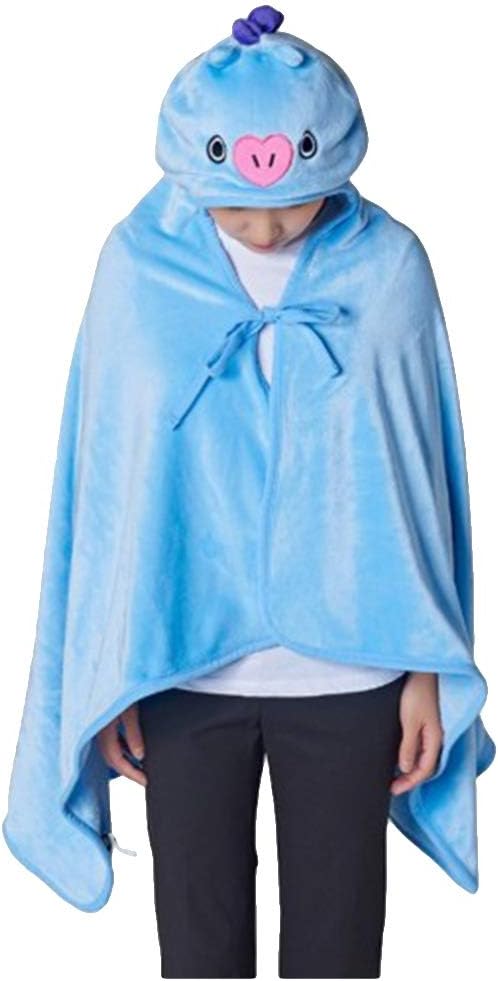 Silver Basic Kpop BTS Hoodie Blanket Bangtan Boys Cute Cartoon Plush Hooded Knee Blanket Outdoor Hoody Outfit