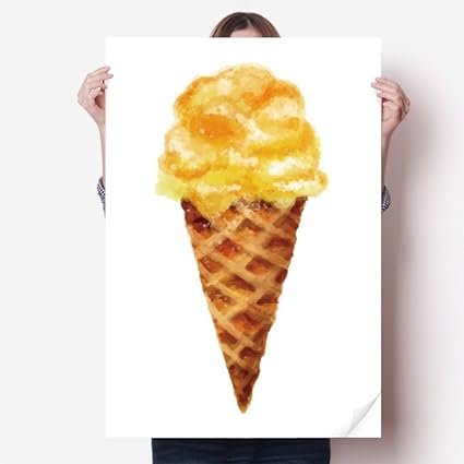 Amazon Diythinker イエロー 水彩 スウィートアイスクリームステッカー デコレーションポスター プレイビル 壁紙 ウィンドウデカール ウォールステッカー オンライン通販