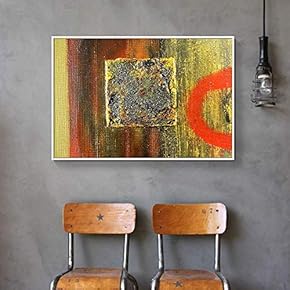 Floating Framed Canvas Wall Art for Living Room, Bedroom Golden Abstract Oil Painting Canvas Prints for Home Decoration Ready to Hang - 16x24 inches