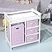 Costzon Baby Changing Table, Infant Diaper Changing Table Organization, Diaper Storage Nursery Station with Hamper and 3 Baskets (White+Pink)
