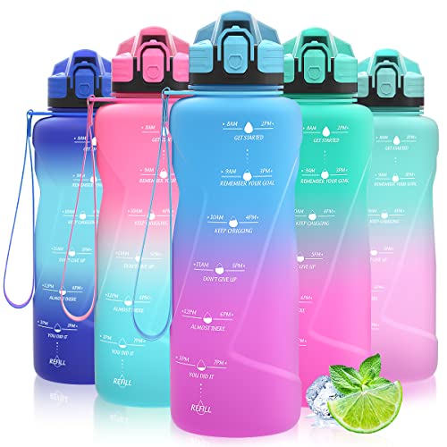 Coolfel Sport Trinkflasche 2L, 1,5L, 1L, 700Ml, 500Ml Trinkflasche Kinder Auslaufsicher, Motivierende Wasserflasche Mit Zeitmarkierung Bpa Frei Tritan Trinkflasche Für Mädchen, Junge, Schule, Gym