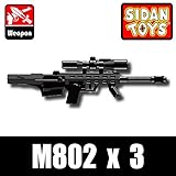 M802 Sniper Rifle 3 Pack in Black - Custom Minifigure Pieces